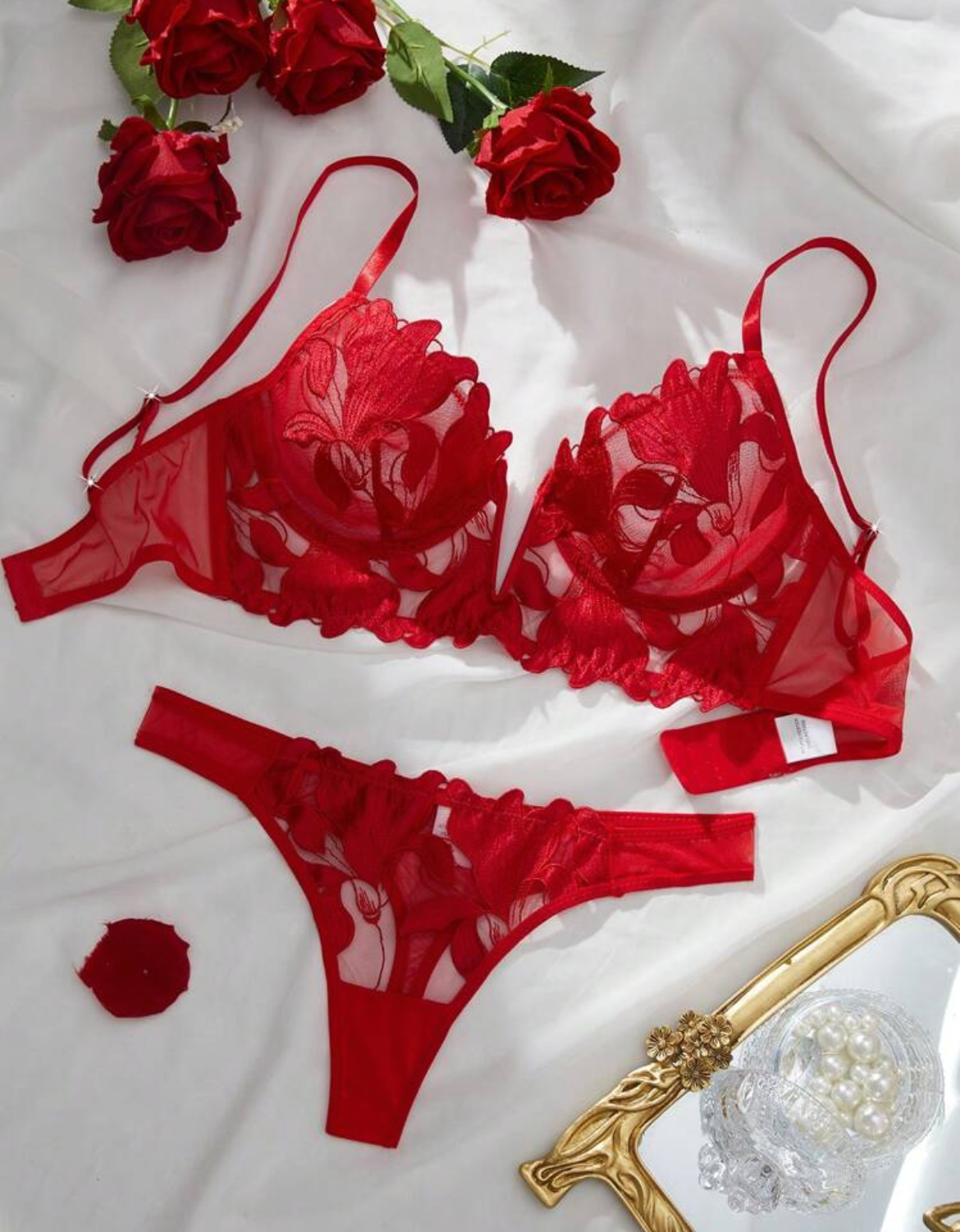 Midnight Bloom Lace Set
