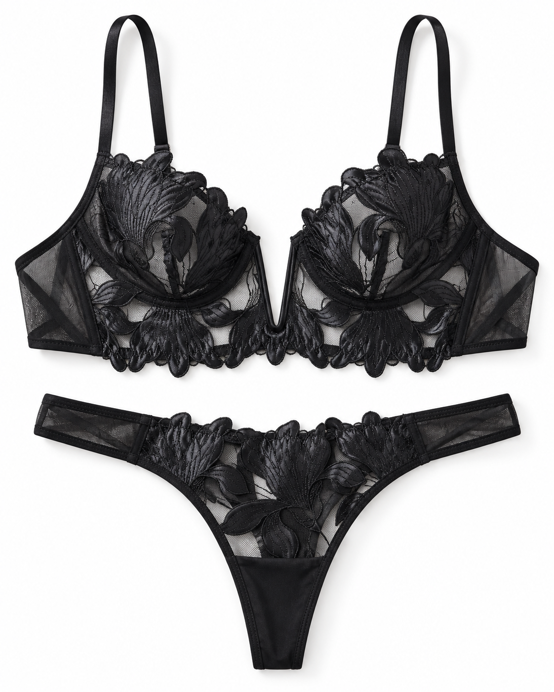 Midnight Bloom Lace Set
