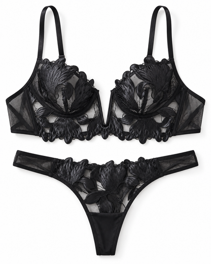Midnight Bloom Lace Set