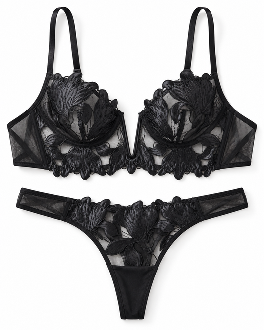 Midnight Bloom Lace Set