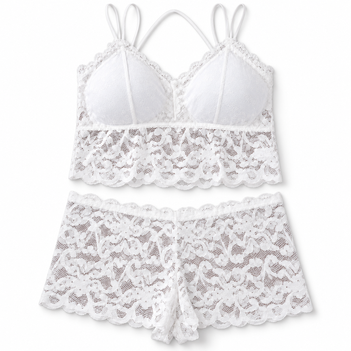 Bridal Lace Cami & Boyshort Set