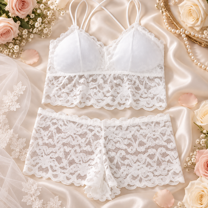Bridal Lace Cami & Boyshort Set