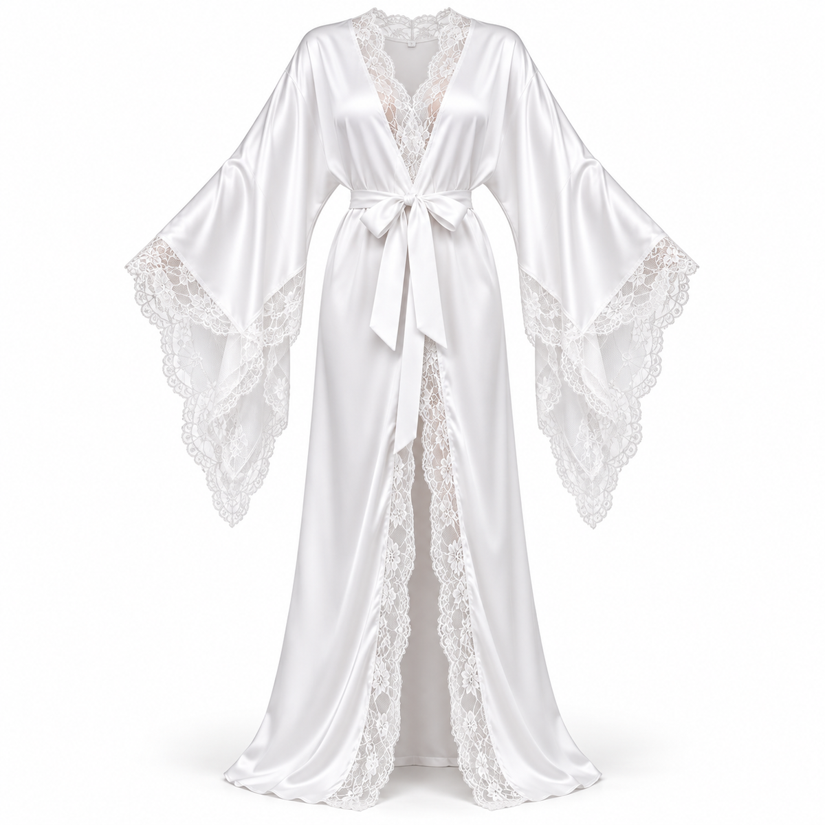 Bridal Satin & Lace Long Robe