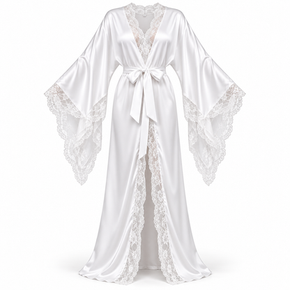 Bridal Satin & Lace Long Robe