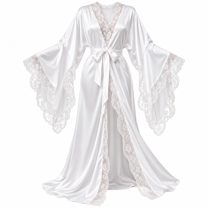 Bridal Satin & Lace Long Robe