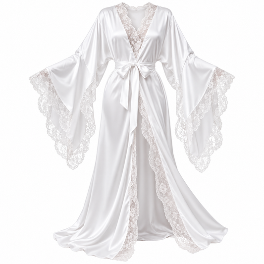 Bridal Satin & Lace Long Robe