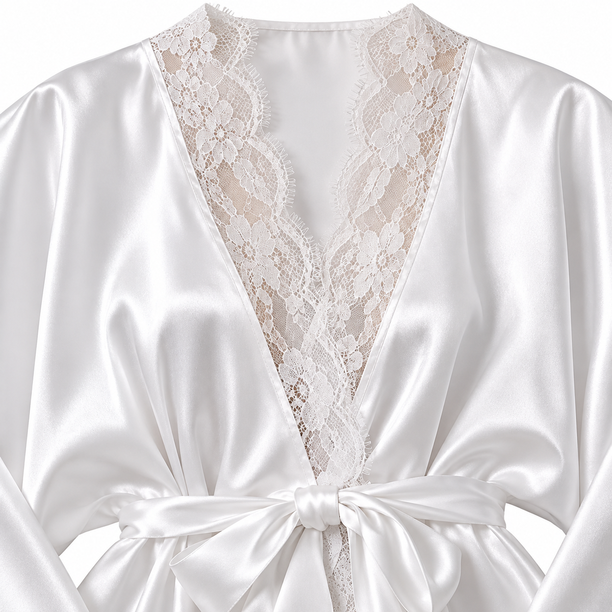 Bridal Satin & Lace Long Robe