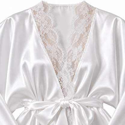 Bridal Satin & Lace Long Robe