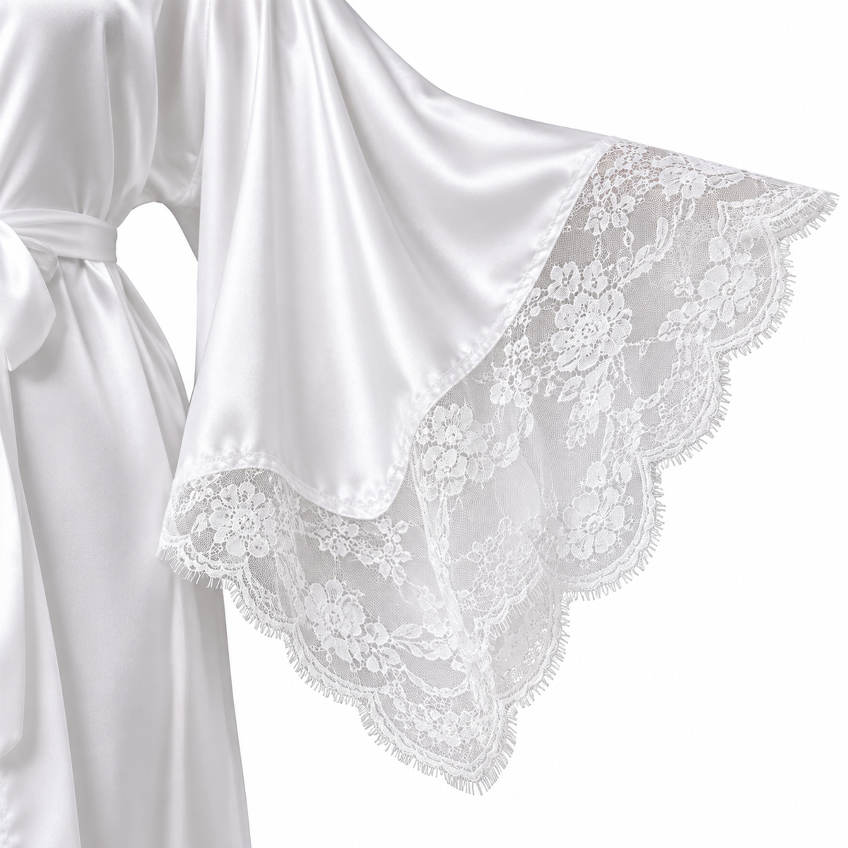 Bridal Satin & Lace Long Robe