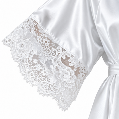Bridal Satin Lace-Sleeve Robe