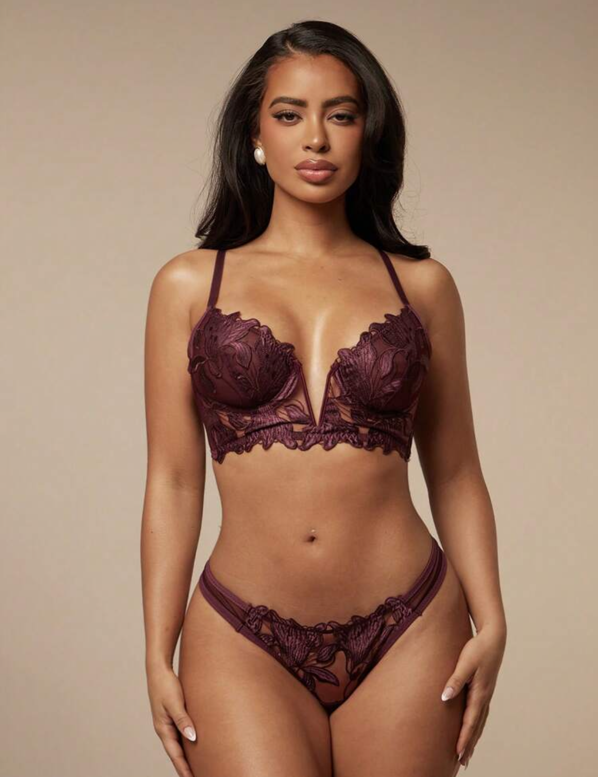 Midnight Bloom Lace Set